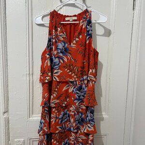 Loft Dress – Orange, Blue Floral – Size S
